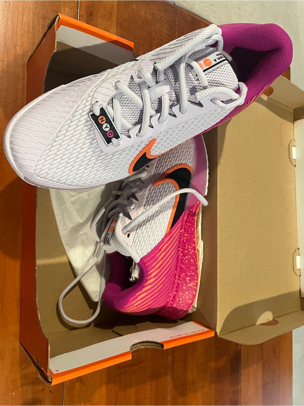 Nike Zoom Vapor Pro 2 NYC Tennis Sneakers with Orange Swoosh & Pink Lining